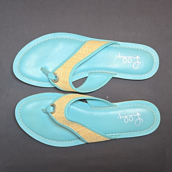 Lilly Pulitzer Leather Thong Flat Sandles - Picture 1 of 10